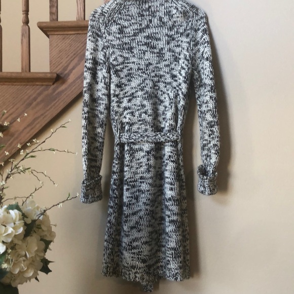 ANN TAYLOR LOFT EUC BLK&WH MARLED CHUNKY CARDIGAN - Picture 2 of 16